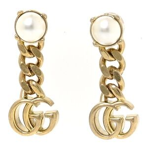 Gucci Gold Pearl Chain Earrings